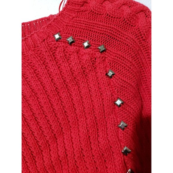Intro red, long sleeve, 100% cotton, ribbed top, sweater, size petite medium - Picture 2 of 6